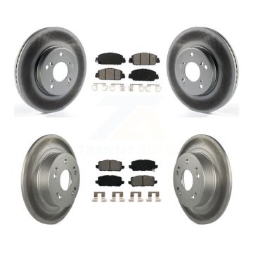 Front Rear Coated Disc Brake Rotors And Semi-Metallic Pads Kit For 2016-2022 Honda HR-V KGS-101733