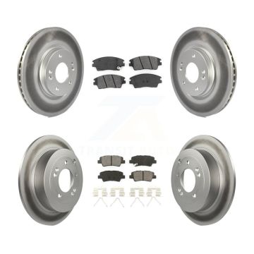 Front Rear Coated Disc Brake Rotors Semi-Metallic Pad Kit For Hyundai Tucson Kia Sportage KGS-101738