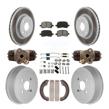 Front Rear Coated Brake Rotor Semi-Metallic Pad Drum Kit (9Pc) For Toyota Corolla Non-ABS KGS-101741