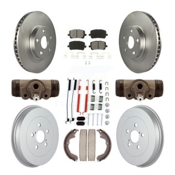 Front Rear Coated Brake Rotors Semi-Metallic Pad Drum Kit (9Pc) For Toyota Matrix Pontiac KGS-101742