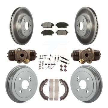 Front Rear Coated Brake Rotors Semi-Metallic Pad Drum Kit (9Pc) For 2001-2005 Toyota Echo KGS-101743