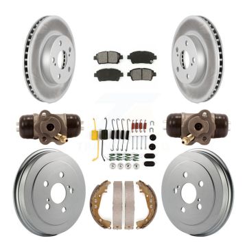 Front Rear Coated Brake Rotor Semi-Metallic Pad Drum Kit (9Pc) For 2004-2007 Toyota Prius KGS-101746