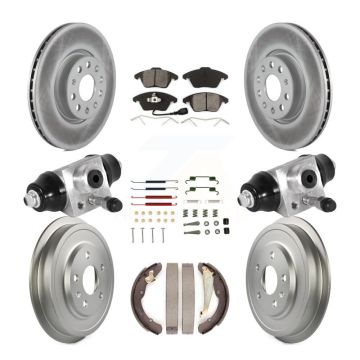 Front Rear Coated Disc Brake Rotors Semi-Metallic Pad Drum Kit (9Pc) For Volkswagen Jetta KGS-101759