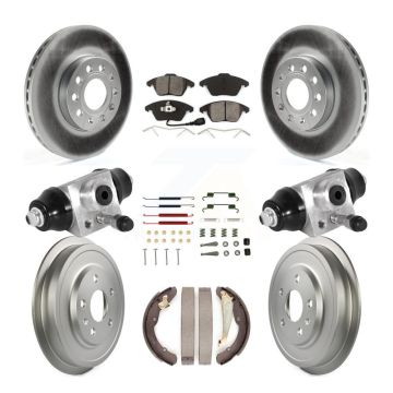 Front Rear Coated Disc Brake Rotors Semi-Metallic Pad Drum Kit (9Pc) For Volkswagen Jetta KGS-101761