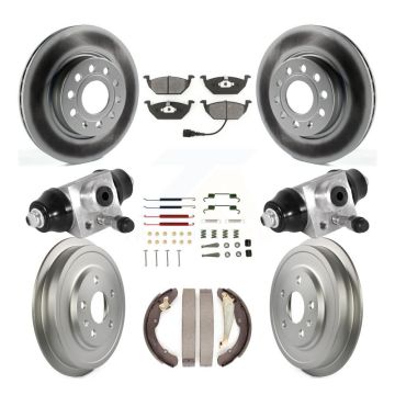 Front Rear Coated Disc Brake Rotors Semi-Metallic Pad Drum Kit (9Pc) For Volkswagen Jetta KGS-101762