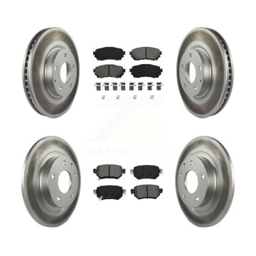 Front Rear Coated Disc Brake Rotors And Semi-Metallic Pads Kit For 2016-2018 Mazda 6 KGS-101772