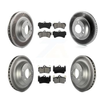 Front Rear Coated Brake Rotors Semi-Metallic Pad Kit (6Pc) For Audi Q7 Volkswagen Touareg KGS-101775