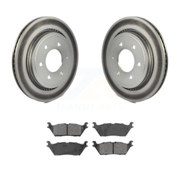 Rear Coated Brake Rotors Semi-Metallic Pad Kit For Ford F-150 With Electric Parking KGS-101779