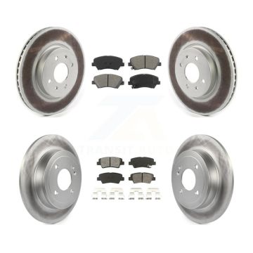 Front Rear Coated Disc Brake Rotors And Semi-Metallic Pads Kit For Kia Rio KGS-101842