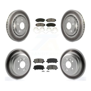 Front Rear Coated Disc Brake Rotor And Semi-Metallic Pad Kit For 2019-2024 Honda Passport KGS-101844