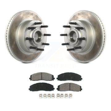 Front Coated Disc Brake Rotor Hub & Semi-Metallic Pad Kit For Ford F-350 Super Duty F-250 KGS-101879