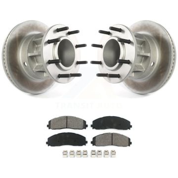 Front Coat Disc Brake Rotor Hub Semi-Metallic Pad Kit For Ford F-350 Super Duty F-250 RWD KGS-101880
