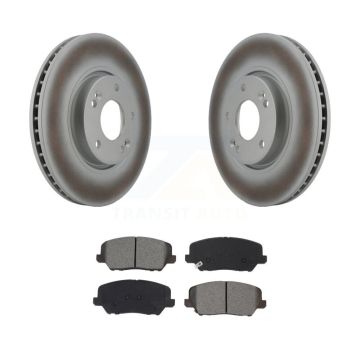 Front Coated Disc Brake Rotor Semi-Metallic Pad Kit For Kia Forte Forte5 Hyundai Veloster KGS-101917