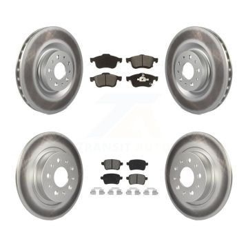 Front Rear Coated Disc Brake Rotors And Semi-Metallic Pads Kit For 2014-2020 Fiat 500L KGS-101951