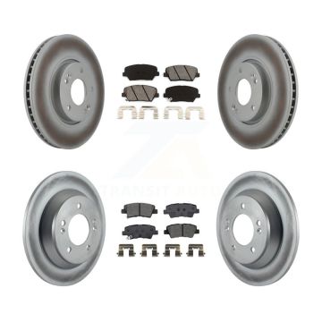 Front Rear Coated Disc Brake Rotors And Semi-Metallic Pads Kit For Kia Rondo KGS-101955