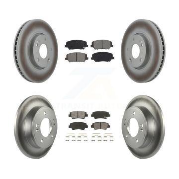 Front Rear Coated Disc Brake Rotors And Semi-Metallic Pads Kit For Kia Forte Forte5 KGS-101956