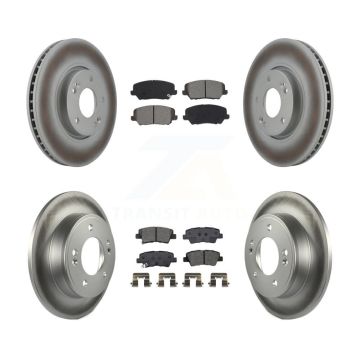 Front Rear Coat Brake Rotor Semi-Metallic Pad Kit For 16-17 Hyundai Veloster Turbocharged KGS-101957