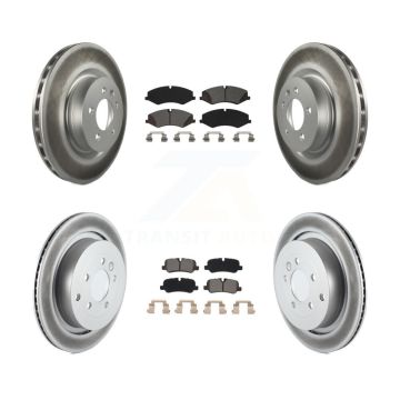 Front Rear Coated Disc Brake Rotor & Semi-Metallic Pad Kit For Land Rover Range Sport LR4 KGS-101960