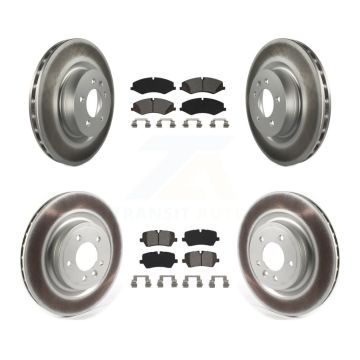 Front Rear Coated Brake Rotors Semi-Metallic Pad Kit For Land Rover Range Sport Discovery KGS-101961