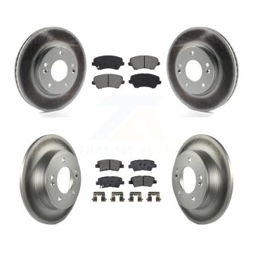 Front Rear Coated Disc Brake Rotors Semi-Metallic Pad Kit For Hyundai Veloster Elantra GT KGS-101966