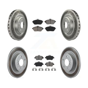 Front Rear Coated Disc Brake Rotors & Semi-Metallic Pad Kit For Mercedes-Benz B250 CLA250 KGS-101982