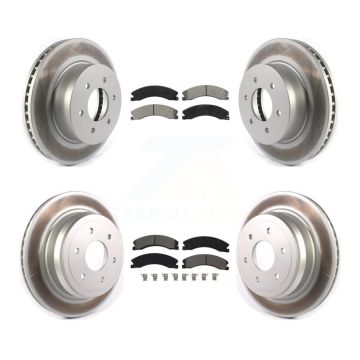 Front Rear Coated Disc Brake Rotors & Semi-Metallic Pad Kit For 2016-2024 Nissan TITAN XD KGS-101994