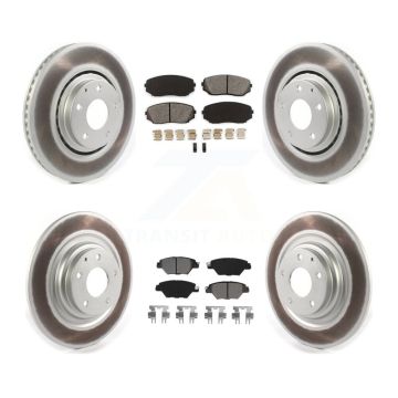 Front Rear Coated Disc Brake Rotors And Semi-Metallic Pads Kit For 2016-2023 Mazda CX-9 KGS-101998
