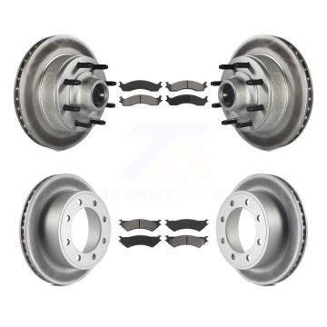 Front Rear Coated Brake Rotors Semi-Metallic Pad Kit For Ford E-350 Super Duty E-250 Club KGS-102065