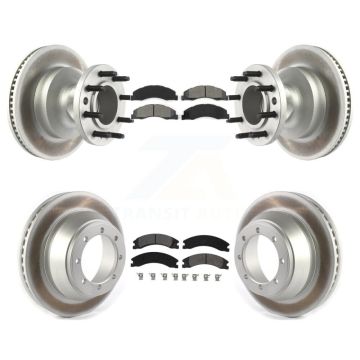 Front Rear Coated Disc Brake Rotors And Semi-Metallic Pads Kit For Ford E-450 Super Duty KGS-102074