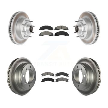 Front Rear Coated Brake Rotor Semi-Metallic Pad Kit For Ford E-350 Super Duty E-250 E-150 KGS-102075