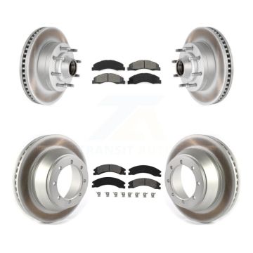 Front Rear Coated Disc Brake Rotors And Semi-Metallic Pads Kit For Ford E-450 Super Duty KGS-102077