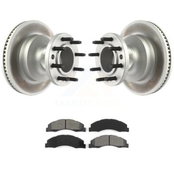 Front Coated Brake Rotors Semi-Metallic Pad Kit For Ford E-350 Super Duty E-450 Econoline KGS-102095
