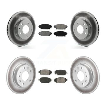 Front Rear Coated Disc Brake Rotor And Semi-Metallic Pad Kit For 2019-2022 Mazda CX-3 FWD KGS-102107