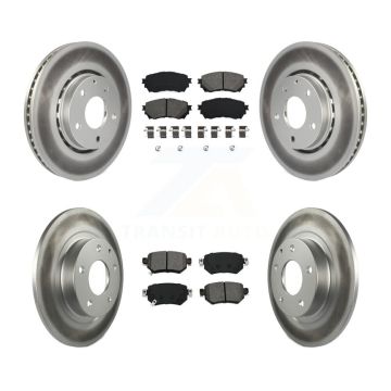 Front Rear Coated Brake Rotor Semi-Metallic Pad Kit For 19-21 Mazda 6 Naturally Aspirated KGS-102114