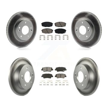 Front Rear Coated Disc Brake Rotors And Semi-Metallic Pads Kit For 2014-2016 Kia Soul KGS-102116