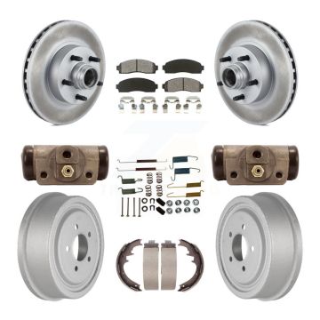 Front Rear Coated Brake Rotors Semi-Metallic Pad Drum Kit (9Pc) For 06-09 Ford Ranger RWD KGS-102126