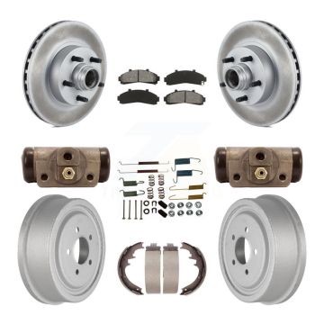 Front Rear Coated Disc Brake Rotors Semi-Metallic Pads And Drum Kit (9Pc) For Ford Ranger KGS-102127