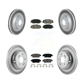 Front Rear Coated Disc Brake Rotors And Semi-Metallic Pads Kit For Hyundai Genesis 3.8L KGS-102145