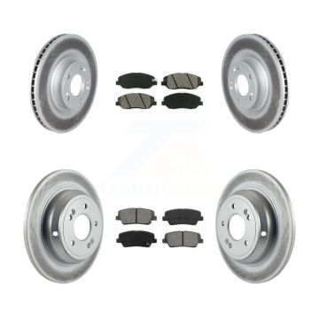 Front Rear Coated Disc Brake Rotors And Semi-Metallic Pads Kit For Hyundai Genesis 3.8L KGS-102146