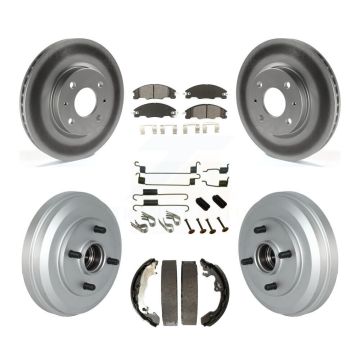 Front Rear Coated Brake Rotor Semi-Metallic Pad & Drum Kit (7Pc) For 2009-2011 Ford Focus KGS-102155