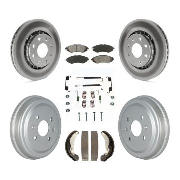 Front Rear Coated Brake Rotor Semi-Metallic Pad Drum Kit (7Pc) For Chevrolet Aveo Pontiac KGS-102156