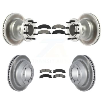 Front Rear Coated Brake Rotor & Semi-Metallic Pad Kit For Ford E-350 Super Duty Econoline KGS-102157