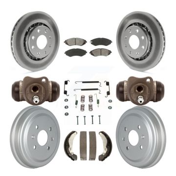 Front Rear Coated Brake Rotor Semi-Metallic Pad Drum Kit (9Pc) For Chevrolet Aveo Pontiac KGS-102160