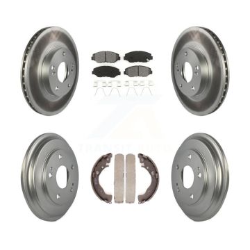 Front Rear Coated Disc Brake Rotors Semi-Metallic Pads And Drum Kit For Honda Civic KGS-102173