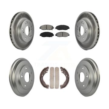 Front Rear Coated Disc Brake Rotors Semi-Metallic Pads And Drum Kit For Honda Civic KGS-102174