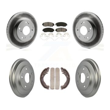 Front Rear Coated Disc Brake Rotors Semi-Metallic Pads And Drum Kit For Honda Civic KGS-102175