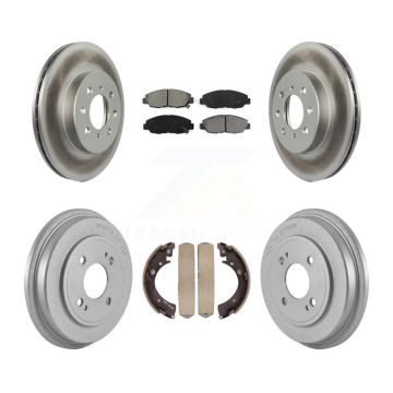Front Rear Coated Disc Brake Rotors Semi-Metallic Pads And Drum Kit For Honda Civic KGS-102176