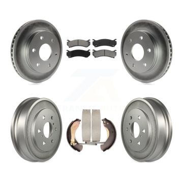 Front Rear Coated Brake Rotor Semi-Metallic Pad Drum Kit For Chevrolet Silverado 1500 GMC KGS-102195