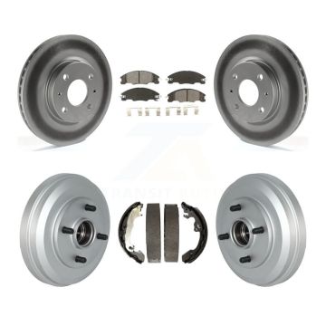 Front Rear Coated Disc Brake Rotors Semi-Metallic Pad & Drum Kit For 2009-2011 Ford Focus KGS-102210