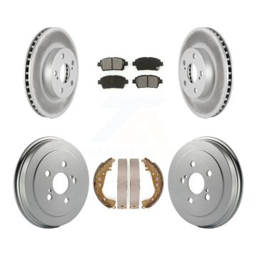 Front Rear Coated Disc Brake Rotors Semi-Metallic Pad Drum Kit For 2004-2008 Toyota Prius KGS-102218